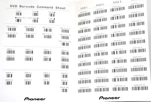 BARCODE COMMAND SHEET for Pioneer DVD V7400 Industrial Video Player IR Remote - Picture 1 of 1