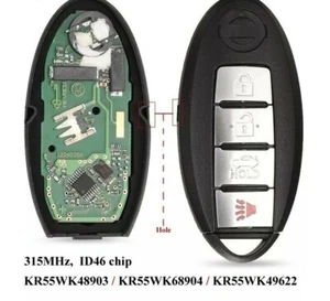Fits NISSAN 315Mhz ID46 Complete Transponder Remote Key - Picture 1 of 3