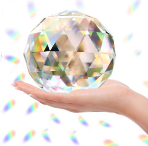 Clear Glass Crystal Ball Prism Suncatcher Rainbow Maker, Sphere Faceted Gazing B