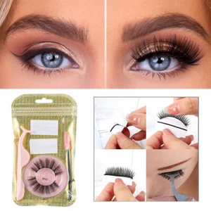 Natural 3D Mink Lashes False Eyelashes Self-Adhesive Glue-Free Eyelash Strip Se△ - Picture 1 of 22