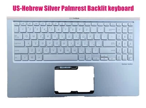 US-Hebrew Silver Palmrest Backlit keyboard for ASUS UX533F UX533FD UX533FN - Picture 1 of 2