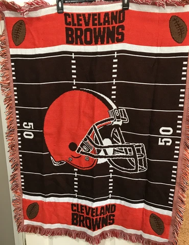 NFL CLEVELAND BROWNS TRIPLE WOVEN THROW 36" X 46" 100% ACRYLIC, New Cover