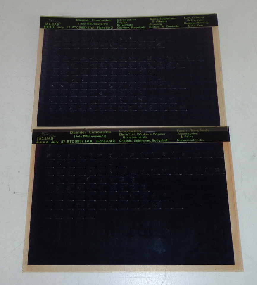 Microfiche Catalogo Ricambi / Spare Parts List Jaguar Daimler Berlina Stand 07/ - Immagine 1 di 1