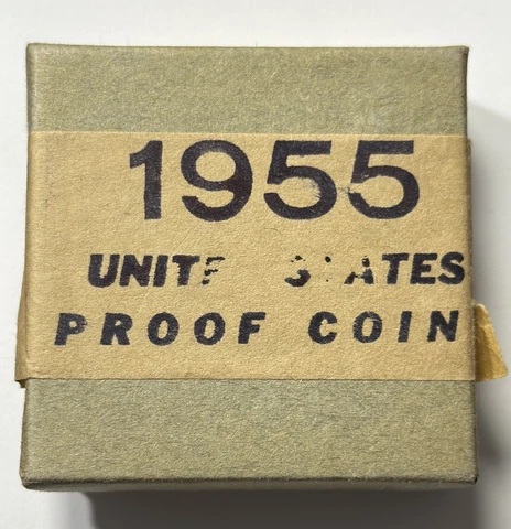 RARE 1955 UNITED STATES 5-COIN SILVER PROOF COINS ORIGINAL MINT SET. #2843 Cover