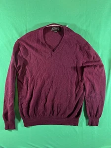 Kenneth Roberts Platinum Vneck Cashmere Sweater Maroon Large - Picture 1 of 5