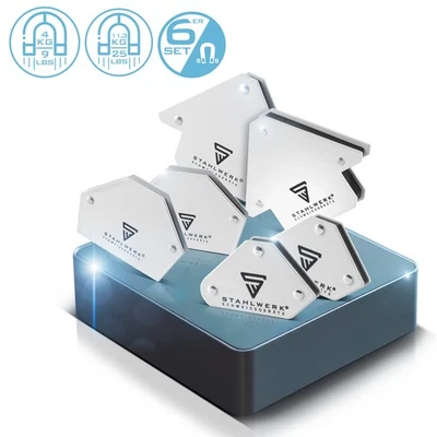 STAHLWERK 6 × Magnetwinkel Schweißwinkel 2 x 4 kg  9 lbs + 4 x 11,3 kg  25 lbs - Bild 1 von 4