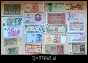 LOT 20 DIFERENT BANKNOTES OF WORLD Circ./UNC Germany Zimbabwe,Canada,Nigeria etc - Picture 1 of 2