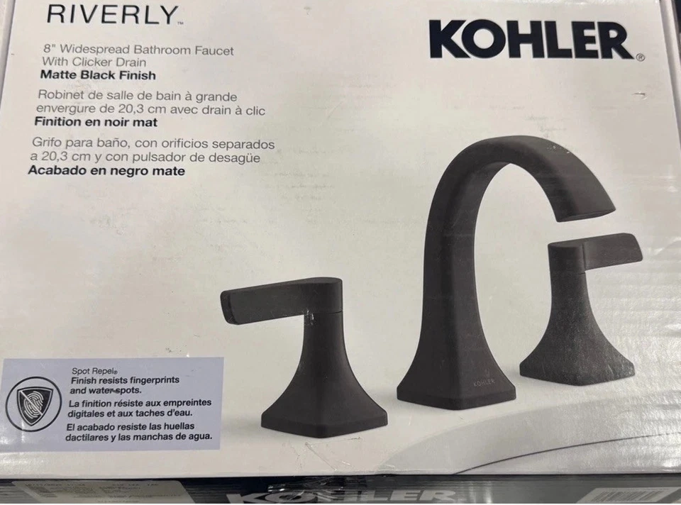 Kohler Riverly Widespread Bathroom Sink Faucet Matte Black Finish - Image 1 of 4