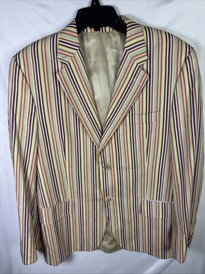 S. Cohen Montreal 42 S Multicolor Striped Cotton Blazer Made in Canada Earl VTG - Image 1 of 4