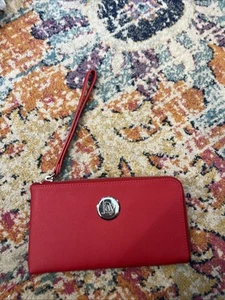 joy mangano wristlet wallet red faux leather EUC - Picture 1 of 13