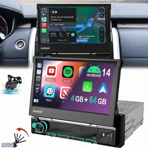 4+64G 1 DIN 7" Flip Out Android 14 Carplay Autoradio GPS NAVI WIFI FM BT AUX KAM - Bild 1 von 12