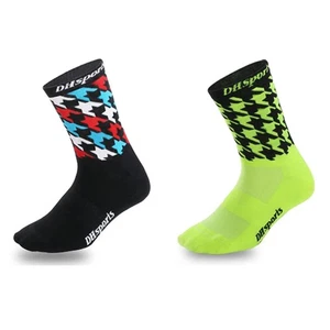 2Pairs Pro Cycling Socks Road Bicycle Riding Bike Sports Ankle Socks Black Green - Picture 1 of 6