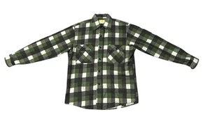 Vintage Cotton Flannel Plaid Check Shirt Button Up Green Men’s Size L/XL 70s - Picture 1 of 13