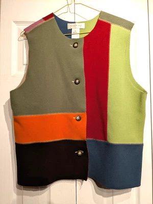Chaleco Susan Bristol Mujer M Polar Abotonado Sin Mangas Retazos Bloque de Color Foto 1 de 4