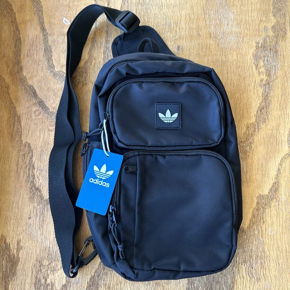 Adidas Originals Utility 4 Sling Crossbody Shoulder Bag Black Bottle Unisex OSFA