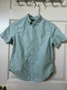 Polo Ralph Lauren Boys Light Green Oxford Short Sleeve Button Down Shirt Size M - Picture 1 of 6