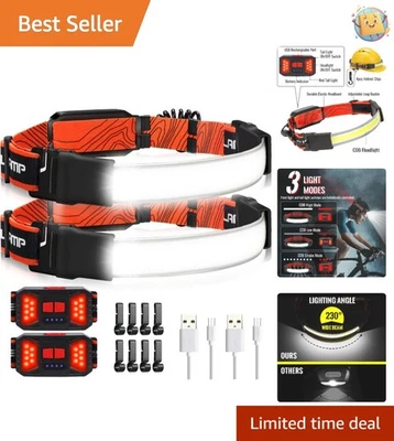 Waterproof LED Headlamp Set - 6 Lighting Modes & 8 Clips for Outdoor Adventures - Image 1 of 4