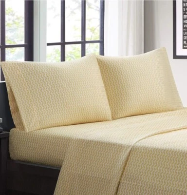 Intelligent Design Chevron Microfiber Twin Sheet Set Yellow White - Image 1 of 2