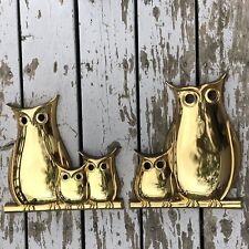 Vintage Plastic 70’s Syroco Gold Owl Wall Art Plaque Made USA  7414 MCMLX