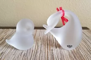 Vintage FM Handarbeit KONSTGLAS Ronneby SCHWEDEN matte Oberfläche GANS Vogel KÜKEN Set - Bild 1 von 6