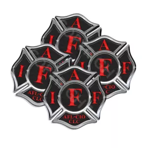IAFF Aufkleber Aufkleber 4er-Pack Feuerwehrmann Intl Malteserkreuz 3 Zoll breit schwarz mit rot - Bild 1 von 2