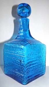 Blenko Rare Blue Textured Glass Decanter  c.1960s - Bild 1 von 17