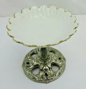Vintage Porcelain & Metal Dish Bowl by GEM ACC 4.5” Tall - Picture 1 of 6