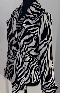 DOLLHOUSE Zebra Print Belted Trench Coat Jacket Size Small 6-8 Bust 38” - Picture 1 of 10