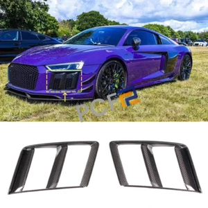 Fit For 2016-18 Audi R8 V10 Front Bumper Air Vent Real Carbon Covers Trim Grill - Picture 1 of 15