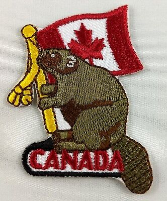 Castor Con Insignia De Parche De La Bandera Canadiense De Canadá Hierro Bordado En La Aplicación • 5.59€