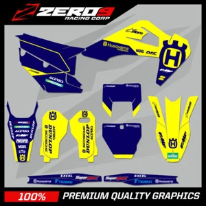 HUSQVARNA MOTOCROSS GRAPHICS KIT MX DECALS : 50 65 85 125 250 450 FLEX YEL BLU - Picture 1 of 25