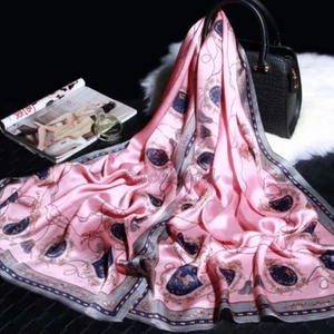 71*26" 100% Seda Pura Bufanda Larga Dama Moda Tendencia Naturaleza Seda Diseñador Chal - Imagen 1 de 6