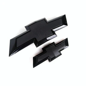 Fit 2015-2020 Chevrolet Tahoe Suburban Front & Rear Gloss Black Bowtie Emblems - Picture 1 of 2