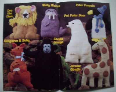 Zoo animals decor toys crochet pattern Annie's lion walrus penguin gorilla - Image 1 of 2