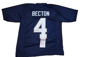 Lee Becton signed handsigniert blau #4 Trikot Notre Dame Irish JSA - Bild 1 von 2