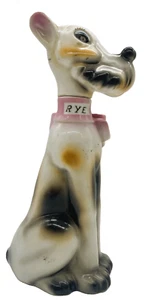 VINTAGE PORZELLAN GEFLECKT SCHOTTISCHER TERRIER HUND ROGGEN KARAFFE FLASCHE JAPAN - Bild 1 von 8