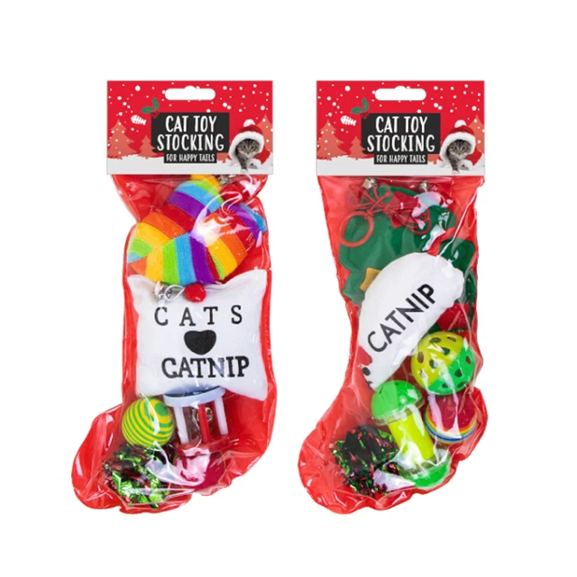 THE HOME FUSION COMPANY Cat Kitten Filled Christmas Xmas Stocking Gift Set Playful Toys Present Balls