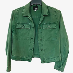 Kut From The Kloth Jacket Womens S Green Abigail Utility Button Pocket Lyocel - Picture 1 of 9