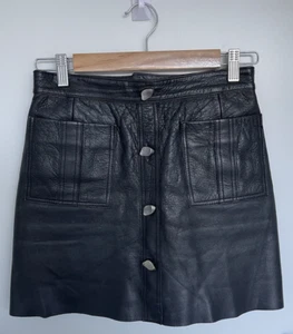 Aje Black Leather Mini Skirt Size 8 - Picture 1 of 7