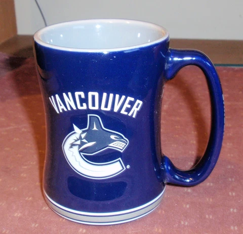 NHL "Vancouver Canucks" Primary Logo Blue Grey NHL 14oz Sculpted C-Handle Mug Cover