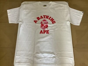 T-shirt autentica a bathing ape bape abc mimetica college bianca rosa XL nuova - Foto 1 di 7
