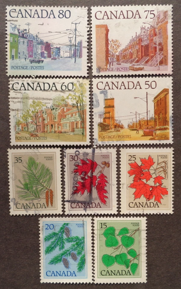CANADÁ #717...#725 usados 1977-79 árvores e conjuntos de ruas de alta denominação - Imagem 1 de 1