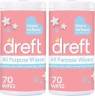 Wipes by Dreft, Multi-Surface All Purpose Cleaner Wet Wipes, 70 Count Pack of 2