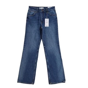Pantalones de mezclilla rectos azules Bershka para mujer talla 8 W26 L30 nuevos con etiquetas EE655 - Imagen 1 de 6