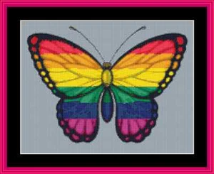 Regenbogen Schmetterling Gay Pride schönes Kreuzstich Set - Bild 1 von 2
