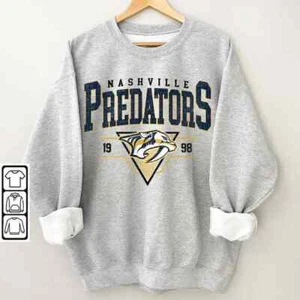 NHL Nashville Predators EST 1998 graphic ash Crewneck Sweatshirt KV24073 - Picture 1 of 2