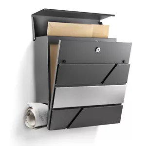 Briefkasten Anthrazit mit Zeitungsfach - Wandbriefkasten - inkl. Montagematerial - Bild 1 von 11
