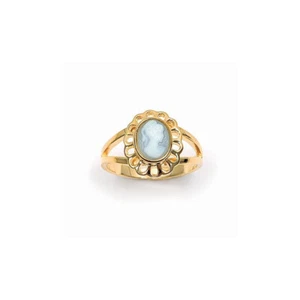 Dolly-Bijoux BAGUES T50 à 64 CAMEE OVALE BLEUE Plaqué Or 18K - Picture 1 of 4