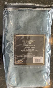 Fieldcrest Washed Cotton Velvet Blockout Grommet Panel Mineral Blue -New 1 panel - Picture 1 of 5