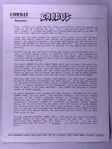Exodus Pressemitteilung Biografie Original Combat Promo Fabulous Disasters 2001 - Bild 1 von 14